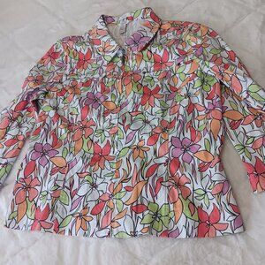 colorful floral 3 quarter sleeve light jacket